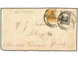 4604 PERU. Yv.59, 79. 1885. CALLAO A DINAMARCA. <B>1 Ctvo.</B> Naranja, Habilitado Con El Triángulo Y <B>10 Ctvos. </B>g - Sonstige & Ohne Zuordnung