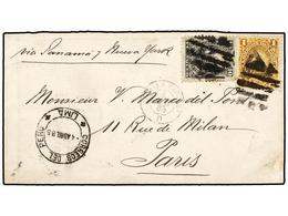 4606 PERU. Yv.59, 79. 1885. LIMA A PARIS. <B>1 Ctvo.</B> Naranja Con Habilitación Triángulo Y <B> 10 Ctvos.</B> Gris, Al - Other & Unclassified