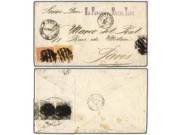 4610 PERU. Yv.59, 68, 79(4). 1886. LIMA A PARIS. <B>1 Ctvo.</B> Naranja Y <B>2 Ctvos.</B> Rojo, Habilitados Con El Trián - Sonstige & Ohne Zuordnung