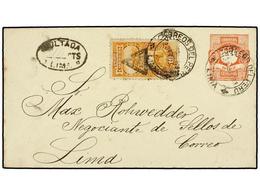 4620 PERU. 1893. LIMA Correo Interior. Entero Postal De <B>10 Cts.</B> Rojo, Carta Tasada Con Sello De <B>10 Cts. </B>na - Sonstige & Ohne Zuordnung