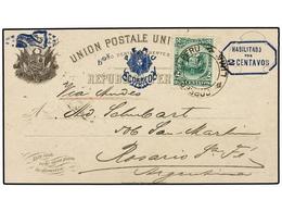 4624 PERU. Yv.77. 1894. LIMA A ROSARIO (Argentina). Entero Postal De <B>2 Ctvos. S. 5 Ctvos.</B> Con Franqueo Adicional  - Sonstige & Ohne Zuordnung