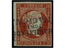 4635 * FILIPINAS. Ed.20Eh. <B>2 Reales</B> Carmín<B> HABILITADO/POR LA/NACIÓN</B> Con La Habilitación <B>INVERTIDA.</B>  - Autres & Non Classés