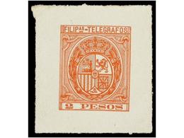 4641 (*) FILIPINAS. Ed.T-67. <B>PRUEBA DE PUNZON</B> Del Sello De <B>2 Pesos</B> Naranja. MAGNIFICA Y MUY RARA. - Otros & Sin Clasificación