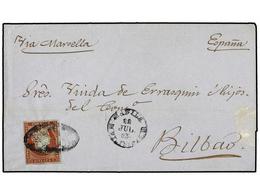 4648 FILIPINAS. Ed.6b. 1863. MANILA A ESPAÑA. <B>2 Reales</B> Carmín. Mat. <B>PARRILLA COLONIAL</B> Y Fechador <B>MANILA - Otros & Sin Clasificación