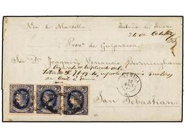 4654 FILIPINAS. 1867. MANILA A S. SEBASTIAN (España). Carta Completa Con Texto Conteniendo Una Letra De Cambio Circulada - Other & Unclassified