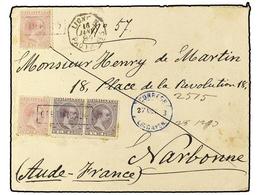 4667 FILIPINAS. Ed.93(2),99(2). 1893. LINGAYEN A NARBONNE (Francia). <B>2 Cts.</B> Violeta (2) Y <B>10 Ctvos</B> Rosa (2 - Autres & Non Classés