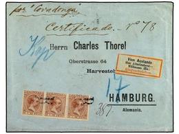 4676 FILIPINAS. Ed.113(3). 1897 (Dec). MANILA A HAMBURGO. Carta CERTFICADA Franqueada Con Tres Sellos De <B>8 Ctvos. </B - Otros & Sin Clasificación