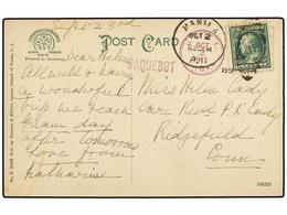 4679 FILIPINAS. 1911. GUAM To U.S.A. Postcard With <B>1 Ctvo.</B> USA Stamp With <B>MANILA</B> Cancel And U.S.A. <B>T LO - Other & Unclassified