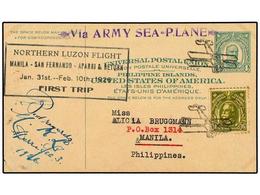 4682 FILIPINAS. 1926 (31-I). PRIMER Vuelo MANILA-SAN FERNANDO-APARRI-MANILA. Entero Postal De <B>4 Ctvos. </B>con Franqu - Otros & Sin Clasificación