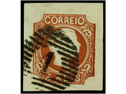4712 ° PORTUGAL. Af.10. 1856-58. <B>5 Reis</B> Castaño Rojo. Márgenes Enormes. LUJO. Afinsa.+150?. - Other & Unclassified