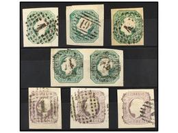 4719 ° PORTUGAL. Af.17/18. 1862-64. <B>50 Reis</B> Verde, 3 Sellos Y Una Pareja Y <B>100 Reis</B> Lila, 3 Sellos. Excele - Otros & Sin Clasificación