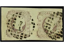 4725 ° PORTUGAL. Af.18 (2). 1862-64. <B>100 Reis</B> Lila. Pareja Mat. Numeral <B>1</B>. MAGNÍFICA. - Otros & Sin Clasificación