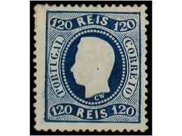 4741 * PORTUGAL. Af.34. 1867. <B>120 Reis</B> Azul. Color Y Centraje Excepcional. LUJO. Afinsa.472?. - Otros & Sin Clasificación