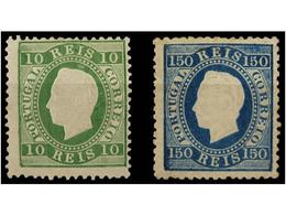 4748 */(*) PORTUGAL. Yv.37 Y 46. <B>10 Reis </B>verde Y <B>150 Reis </B>azul. - Andere & Zonder Classificatie