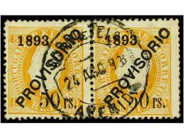 4756 ° PORTUGAL. Af.96. 1892-93. <B>50 Reis S. 80 Reis</B> Naranja, Pareja. Mat. Fechador De <B>AVENIDA</B>. Muy Bonito. - Otros & Sin Clasificación