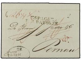 4787 PORTUGAL. 1824 (24-Julio). PORTO A PERNAU (Estonia). Marca De <B>LISBOA</B> Y De Entrada En Francia Por Bayonne. Ma - Sonstige & Ohne Zuordnung