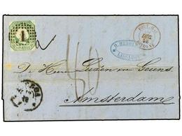 4795 PORTUGAL. Af.8. 1858. LISBOA A AMSTERDAM. <B>50 Reis</B> Verde, Circulada Via España Y Francia. Tasada A La Llegada - Other & Unclassified