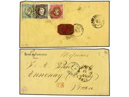 4808 PORTUGAL. Sc.21, 25, 28. 1868 (Dec. 15). Cover From PORTO To ANNONEY (France) Franked On Reverse With Unusual Usage - Sonstige & Ohne Zuordnung