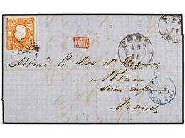 4809 PORTUGAL. Af.24. 1868. PORTO A FRANCIA. <B>80 Reis</B> Naranja. MAGNÍFICA. - Other & Unclassified