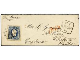 4813 PORTUGAL. Af.34. 1869. LISBOA A INGLATERRA. <B>120 Reis </B>azul, Al Dorso Llegada. MAGNÍFICA. - Sonstige & Ohne Zuordnung