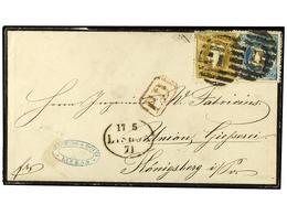 4820 PORTUGAL. Af.29, 34. 1871. LISBOA A ALEMANIA. <B>20 Reis</B> Bistre Y <B>120 Reis</B> Azul. Magnífico Y Raro Franqu - Other & Unclassified