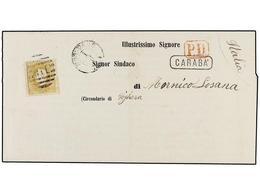 4823 PORTUGAL. Mu.39. 1871. CARABA A ITALIA. Impreso Circulado Con Sello De <B>20 Reis</B> Bistre. MAGNÍFICO. - Other & Unclassified