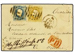4826 PORTUGAL. 1872. <B>Mixed Issue Franking</B>. Envelope From LISBON To The French Ambassador In VIENNA Franked By 186 - Sonstige & Ohne Zuordnung