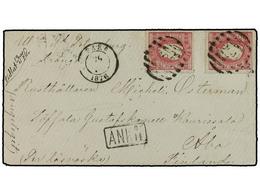 4833 PORTUGAL. 1876 (Oct 26). Cover From Faro To Finland Franked By 1870-74 <B>25r</B>. Rose (2). Endorsed 'Via St. Pete - Other & Unclassified