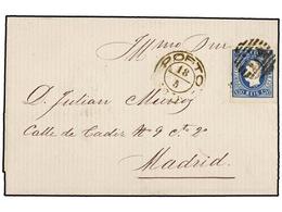 4836 PORTUGAL. Af.26. 1878. PORTO A MADRID. <B>120 Reis</B> Azul, Rarísimo Franqueo En Una Carta A España. MAGNÍFICA. - Sonstige & Ohne Zuordnung