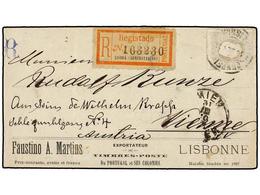 4856 PORTUGAL. Sc.45. 1891. Registered Cover To VIENNA (Austria) With Printed Advertising At Base, Franked By 1870-84 Lu - Other & Unclassified