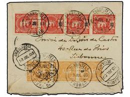 4867 PORTUGAL. Mu.127 (3), 141 (4). 1903. THOMAR A PARÍS. <B>5 Reis</B> Naranja (3), <B>25 Reis</B> Carmín (4), Fechador - Other & Unclassified