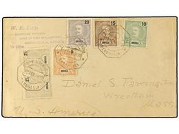 4915 ANGOLA. 1900. Cover From BENGUILLA To WRENTHAM, USA Bearing <B>D CARLOS 2 1/2 R.</B> Pair, <B>5 R., 10 R., 15 R. &  - Sonstige & Ohne Zuordnung