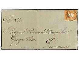 4932 PORTUGAL: AZORES. 1881 (May 30). Outer Letter Sheet To Georgetown, Demerara, British Guiana Franked By Single Overp - Andere & Zonder Classificatie