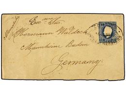 4935 PORTUGAL: AZORES. 1889. ANGRA A ALEMANIA. Entero Postal De <B>25 Reis</B> Azul, Mat.<B> CORREIO/ANGRA DO HEROISMO</ - Autres & Non Classés