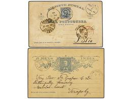 4967 INDIA PORTUGUESA. 1890-1906. Dos Enteros Postales De <B>1 Tanga</B> Azul Y <B>3 Reis</B> Gris, Este último Circulad - Otros & Sin Clasificación