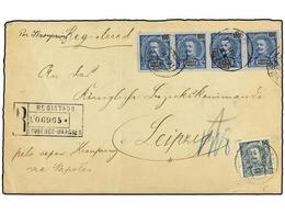 4974 LORENZO-MARQUES. Af.38, 41(4). 1901. LOURENÇO MARQUES A ALEMANIA. <B>50 Reis Y 100 Reis</B> (tira De Cuatro). Manus - Otros & Sin Clasificación