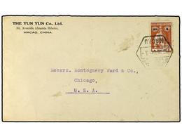 4982 MACAO. 1932. Envelope To Chicago Franked <B>20A</B> Ceres Tied By Datestamp. <B>Hong Kong</B> Transit Cds On Revers - Other & Unclassified