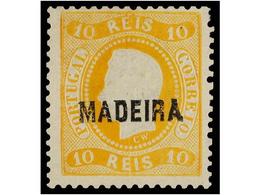 4985 (*) PORTUGAL: MADEIRA. Af.6. 1868. <B>10 Reis</B> Amarillo Sin Goma. Cert. A.C.D.P. Afinsa.151?. - Autres & Non Classés