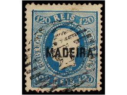 4988 ° PORTUGAL: MADEIRA. Af.12. 1868. <B>120 Reis</B> Azul. MUY BONITO EJEMPLAR. Afinsa.131?. - Sonstige & Ohne Zuordnung