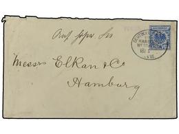 5011 PORTUGAL: MADEIRA. 1897 (April 18). Cover From Madeira To Hamburg With Germany 1889 <B>20pf</B>. Blue Applied Over  - Other & Unclassified