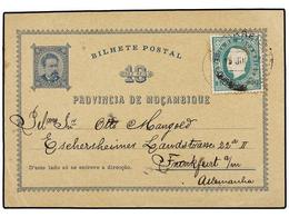 5017 MOZAMBIQUE. 1888. LOURENÇO MARQUES A ALEMANIA. Entero Postal De <B>10 Reis</B> Azul Con Franqueo Adicional De <B>10 - Otros & Sin Clasificación