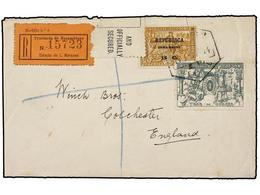 5033 MOZAMBIQUE. 1917. LOURENÇO MARQUES A INGLATERRA. <B>15 Cts.</B> <B>s. 150 Reis</B> Bistre <B>INHAMBANE</B> Y Taxa D - Other & Unclassified