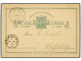 5037 PORTUGAL: ST THOMAS & PRINCE. 1895. SANTO THOME A WALFISHBAY (África Del Sur). Entero Postal De <B>30 Reis</B> Verd - Autres & Non Classés