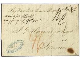 5050 PUERTO RICO. 1847 (March 10). Entire Letter From AGUADILLA To BREMEN Endorsed <B>'By West Ind. Steam Packet'<I></B> - Otros & Sin Clasificación