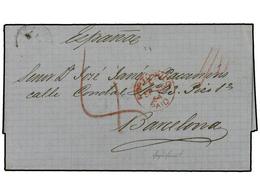 5055 COLONIAS ESPAÑOLAS: PUERTO RICO. 1864 (26-Sept). GUAYANILLA A BARCELONA. Circulada Por El Correo Britanico, Fechado - Autres & Non Classés