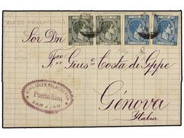 5079 PUERTO RICO. Ed.25 (2), 26 (2). 1879. S. JUAN A GÉNOVA (Italia). <B>15 Cts.</B> Verde (2) Y <B>25 Cts.</B> Azul (2) - Autres & Non Classés