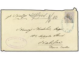 5082 PUERTO RICO. Ed.38. 1880. MAYAGUEZ A HALIFAX (Canada). <B>25 Cent.</B> Gris. Al Dorso Tránsito Por <B>NEW YORK</B>  - Sonstige & Ohne Zuordnung