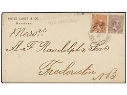 5089 PUERTO RICO. Ant.120,125. 1897. MAYAGUEZ A FREDERICTON (New Brunswick). <B>2 Ctvos.</B> Castaño Rojo Y <B>6 Ctvos.< - Otros & Sin Clasificación