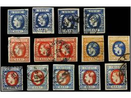 5097 ° RUMANIA. Mi.22/25. 1869. Lot Of Used Stamps, Diverse Shades. FINE. Michel.+680?. - Autres & Non Classés