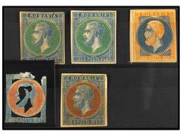 5104 RUMANIA. Mi.36/42. 1872. <B>COMPOSITE ESSAYS. 1 1/2 Bani</B> (2), <B>15 Bani</B> And <B>25 Bani </B>'decoupant' Ess - Other & Unclassified